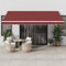 SXJEQOC Klemmmarkise mit Kurbel 450x300 cm Weinrot UV-beständiger Markisenstoff Freistehende Terrassenüberdachung mit Pulverlack-Aluminiumrahmen für Balkon und Terrasse