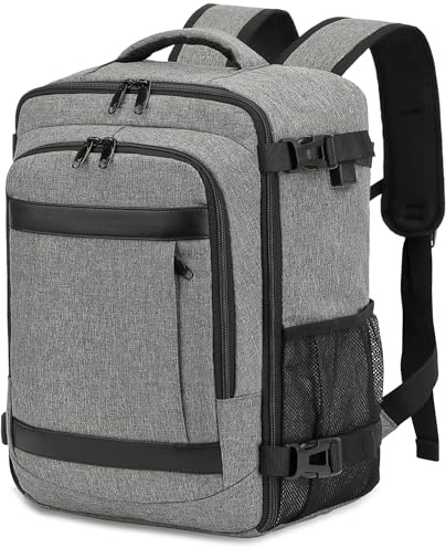KLOSTAIN Bagage Cabine 40x20x25 pour Ryanair Sac à Dos Voyage Cabine Avion 20 L Femme Homme Bagage à Main Sac à Dos pour Ordinateur Portable Gris Mélangé Clair