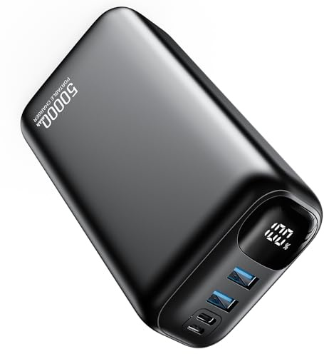 PIFFA Portable Charger Power Bank - 50000mAh Battery Pack, 22.5W Fast Charging Powerbank,Travel Essential for Portable Phone Charger, USB-C Phone Charger for iPhone 17/16/15/14/13 Samsung Google etc