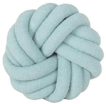 QWWQYDY Cojin Nudos Cojín Tejido a Mano for sofá, Almohada cómoda con Tres hebras de Cuerda en Espiral y Flores, Respaldo Redondo, for Dormitorio hogar(Light Blue)