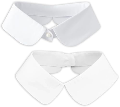 YTLSDHF 2 Pcs White Collars, Detachable Fake Collars, Easy Wear Removable Collar, Classic White Collar Inserts for Dresses Shirts and Tops, Shirt Accessories for Women Men