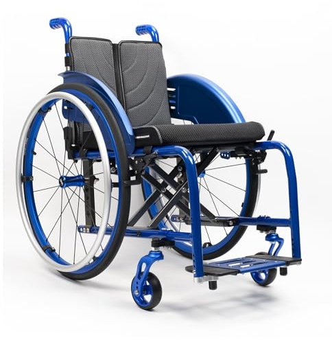 KXPSWGE Sportrullstolar, 13 kg, bärbar, aluminium, hopfällbar, transportrullstol, hjul med en knappsutdrag, ultralätt reserullstol för lägenheten och på resan (D, sätesbredd 38 cm/15 tum)