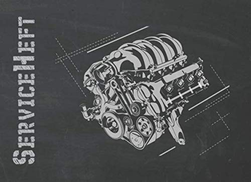 Serviceheft: Passend für alle Fahrzeuge und Marken (PKW, LKW, KFZ, Motorrad, Traktor) | Querformat mit Motor-Motiv