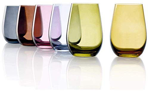 Stölzle Lausitz Wassergläser Elements Kids Mediterraner Mix 6er-Set 335 ml – Allroundgläser für Wasser, Saft & Cocktails – Trinkgläser aus hochwertigem Kristallglas – Spülmaschinengeeignet & stoßfest