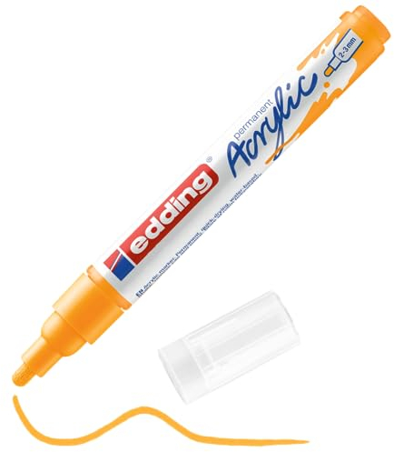 edding 5100 Acrylmarker medium - sonnen-gelb - 1 Acrylstift wasserfest - mittlere Rundspitze 2-3 mm - Acryl Farben zum Malen auf Leinwand, Malpapier und Holz - Acrylstifte für Steine