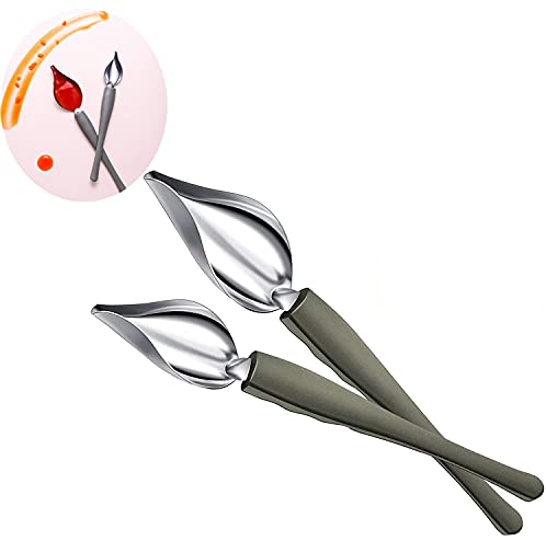 Cucchiai da disegno culinario di precisione,Set di 2 Cucchiaio per Decorare i Piatti Cucchiaio Per Matita Decorata per piatti decorativi, torte, dessert.