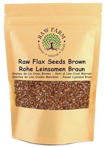 Raw Farm - Graines de lin entières brun brut 1 kg – Sans gluten et soja, riches en fibres et oméga-3 – Idéal pour la pâtisserie, les salades, les smoothies et les recettes végétaliennes