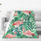Oplp Überwurfdecke mit rosa Flamingo- und Palmblättern, für Bett, Sofa, Couch, Fleece-Decken, leicht, weich, gemütlich, 203,2 x 152,4 cm
