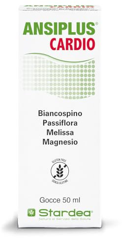 Stardea Ansiplus Cardio Gocce, Integratore Alimentare, Naturale, Funzione Cardiaca, Stress, Nervosismo, Benessere Mentale, Biancospino Passiflora Melissa Magnesio, 50 ml