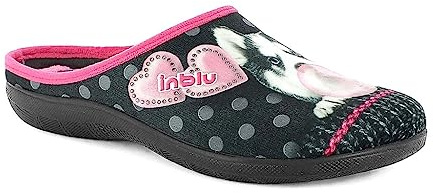 Pantofole Donna Animals & Chewing gum, Ciabatte Invernali con Pois, Cani e Gatti, Soffice Sottopiede in Tessuto Imbottito, Nero, 39