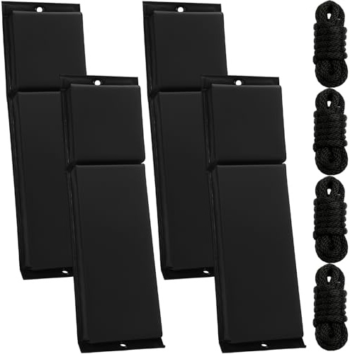 DaisyInner 4 Pcs Boat Bumpers for Docking 22.4 x 6.9 x 2.5 Inch Boat Safe Dock Bumpers Black Contour Fender with 4 Pcs 5' x 0.4'' Fender Line for Marine Hull Pontoon Accessories