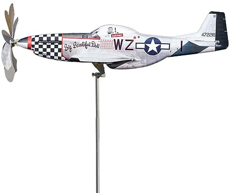 Pomurom Molinillo de Viento para Jardin, Molino de Viento Jardin de Avión, Spinner de Viento Avión, Escultura de Viento en Forma de Avión, Molino Viento Metal Decorativo para Patio Jardín Cobertizo