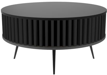 golddor Couchtisch Borneo, Lamellen-Design, Durchmesser 90 cm, Höhe 46 cm lamellen, runder couchtisch, modern, beistelltisch, Tisch