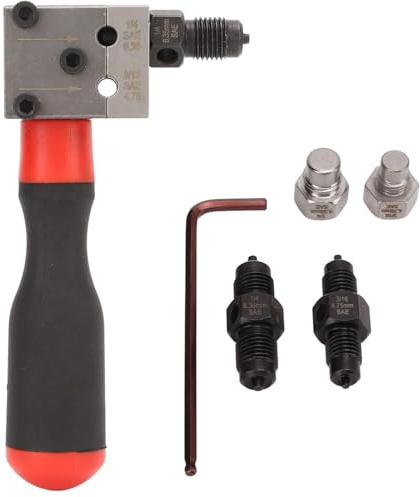 TOOSOAR Herramienta de Rebordear Tubería de Freno de Tubo de Cobre,Herramienta para Abocardar 3/16 de Pulgada 1/4 de Pulgada, para Espacios Reducidos en el Coche
