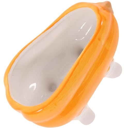 Milisten Ceramic Pumpkin Hamster Bathtub 5.3 Inch Small Animal Sand Bath Box for Hamsters Chinchillas with Smooth Surface and Reusable Design