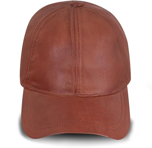 URBAN 5884 Gorra de Piel Auténtica - Sombrero para Hombre y Mujer con Visera, Gorro Suave de Cuero