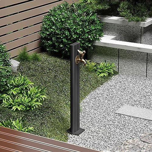 PYCJNFC Water column garden faucet Freestanding Garden Water Column with Faucet Outdoor Water Fountain Post with Winter Anti Freeze Spray Gun Hose Holder Bird Taps and Stainless Steel Pillar for Cou