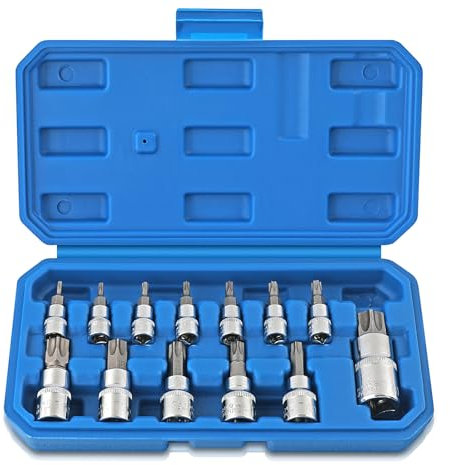 Juego de llaves hexagonales de 13 piezas, juego de llaves hexagonales de 1/2 3/8 1/4 pulgadas, juego de llaves hexagonales de 2 a 14 mm con caja, set de tensor de enchufe para llave dinamométrica