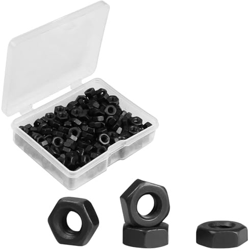 Yinpecly 200pcs M3-0.5 Hex Nut, Carbon Steel Grade 8.8, Black Oxide, M3x0.5mm Hex Drive, Metric Hexagon Hex Nut Black, Small Nuts Fasteners, Right Hand, M3 Replacement Nut