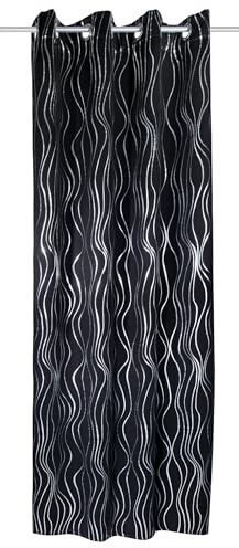 Sehlbach Tenda pronta per l'uso con occhielli, onde oscuranti, Nero, 135 x 245 cm, Opaca, A risparmio energetico, Termoresistente, Fonoassorbente, Certificato Oeko-Tex