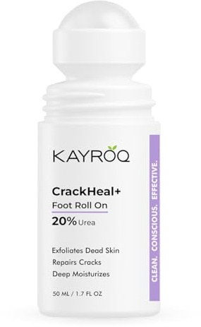 KAYROQ 20 % Urea fotkräm rullar på 50 ml | För torra, grova och spruckna klackar | Med mjölksyra, olivolja och E-vitamin | återfuktar och mjukar upp fötter | icke-fet formel
