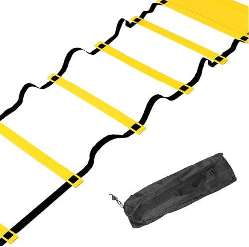 Agility Ladder - Adjustable Speed Training Equipment, Balance Exercise Tool with Durable Nylon Rope and PP Rungs, Footwork Coordination Trainer, Outdoor Fitness Accessory | Sports Agility Gear for Foo