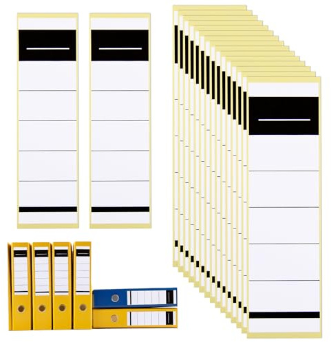 Pack of 50 Self-Adhesive Folder Spines 54 x 190 mm Folder-Labels Self-Adhesive Narrow Lever Arch F-Older Spine Labels for 8cm Spine Stickers for Office School and Home Use Uncoated White