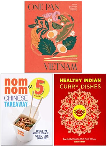 One Pan Vietnam, Nom Nom Chinese Takeaway & Healthy Indian Curry Dishes 3 Books Collection Set