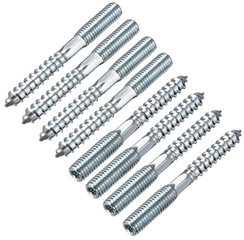sourcing map M8 Vis Double Filetage Boulon Longueur 70mm Double Tête Autotaraudeuse 8mm Bois Joint Meubles Jambes 8Pcs