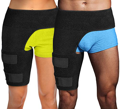 Hip Brace Thigh Compression Sleeve | Hip Sciatica Pain Relief Device Brace | Hamstring & Groin Compression Sleeve Wrap for Sciatic Nerve Relief | Ortho Wrap Support for Women & Men (Left Sm/Med)