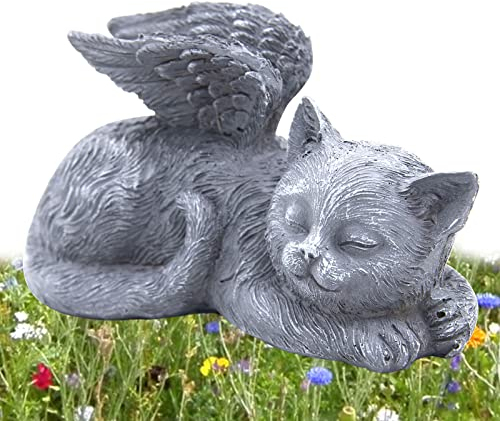 Statue Commémorative pour Animaux de Compagnie, Statue Chat Ange, Mémorial Chat Pet Ange Statue, Statue Commémorative pour Chat Weatherproof Resin Statue Décoration de Jardin (11,7 x 6,1 x 5,8 cm)