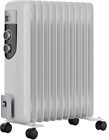 Tronitechnik® Elektroheizung Ölradiator Öl-Heizung Radiator 3 Heizstufen 11 Rippen Elektrischer Heizkörper Energiesparend Thermostat Überhitzungsschutz Heizgerät