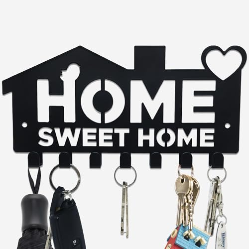 JJ PRIME - Portachiavi Da Parete Moderno | Appendi Chiavi A Muro | Porta Chiavi Da Muro Per Casa | Ganci Portachiavi | Appendichiavi Da Parete | Key Holder Wall Porta Chiavi Casa (Home Sweet Home)