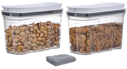 FreshKeeper Food Dispenser Set, Airtight Food Storage Container with Lid 1.5L,2PCS BPA-FREE Plastic Pantry Organization Canisters for Nuts Quinoa Coffee and More Dry Food in Kitchen
