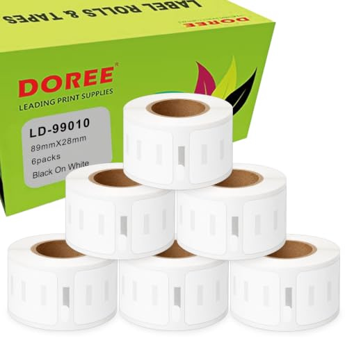 DOREE (6pack) 99010 S0722370 etichette standard per indirizzo, 28 mm x 89 mm, compatibili con Dymo Labelwriter 4XL, 320, 330, 400, 450, 450, 450 Duo, 450 Turbo (130 etichette/rotoli)