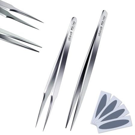 stedi 2PCS Precision Thickened Tweezer Set, Model Hobbyist Tools, Ultra Precision Premium Stainless Steel Tweezers for Gundam, Scale Military Models, 3D Resin Parts, Industrial Tweezers