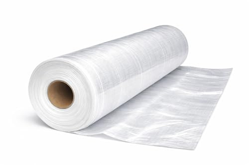 Whitecap Reinforced Plastic Sheeting 6 Mil – String Reinforced White Poly Vapor Barrier Film, Tear Resistant Weatherproof Construction Plastic, 6 ft x 100 ft Roll