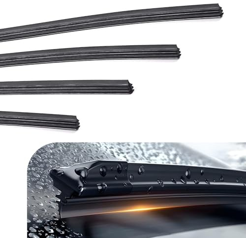 Arwrilt 4 PCS Wiper Blade Refill, 24 Silicone Frameless Windshield Wiper Refills, Adjustable Wiper Blade Inserts, Universal Front Rear Windshield Wiper Baldes Rubber Strip for Most Cars (Black)