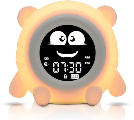 ANTIKOLOR réveil Enfant Jour Nuit - reveil Enfant - Reveil educatif - Sommeil bébé - Deux alarmes - réveil Ours - reveil Animaux.