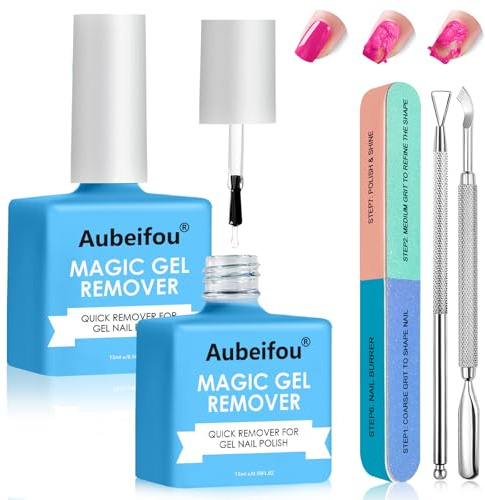 2x15ml Nail polish remover,Gel nail polish remover,Fast gel polish remover,Remover for gel nails,Easily&Quickly Remove in 3-5 Minutes