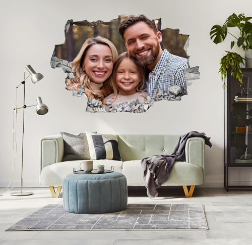 3D Wandtattoo mit eigenem Foto Wandtattoo selbst gestalten Wandsticker individuell personalisiert Wandaufkleber mit Foto Wandtattoo Wohnzimmer Wand deko Schlafzimmer Küche Badezimmer 40 bis 120cm PT6