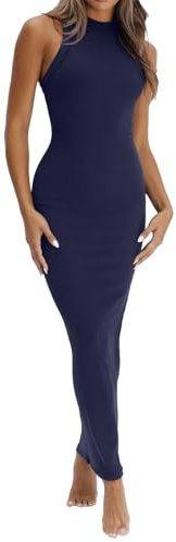 LEEDYA Womens Summer Bodycon Dresses Sexy Sleeveless Fitted Bodycon Tank Dresses Formal Cocktail Long Pencil Dress