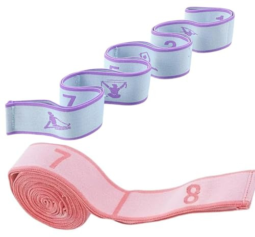 2 Pcs Yoga Stretching Strap, Soft Fabric Stretch Bands, Yoga Straps, Leg Hamstring Flexibility Trainer for Gymnastics, Pilates, Dance, Fitness, Leg and Hamstring Stretcher (Blue and Pink)