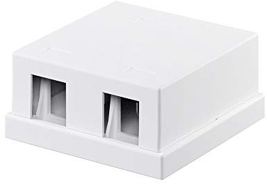 Goobay 79366 Keystone – Carcasa vacía Keystone, conexión de Enchufe sistemática, 2 Puertos, para Cat, Sat, LAN, HDMI, USB, Blanco