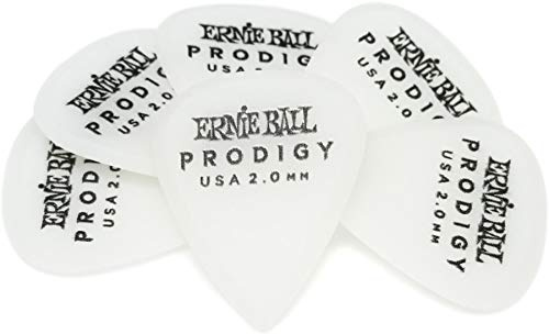 Ernie Ball Prodigy Guitar Picks, Standard, White 2.0mm, 6-pack (P09202)