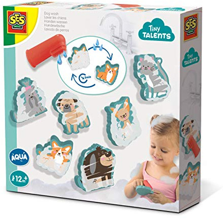 SES Creative | Jouet De Bain Chiens à Laver | Bébés Dès 12 Mois | Animaux Magiques Mousse Lavables | Activité Sensorielle Bain | Jouet Éducatif Hygiène | Idée Cadeau Bébé Fille Garçon