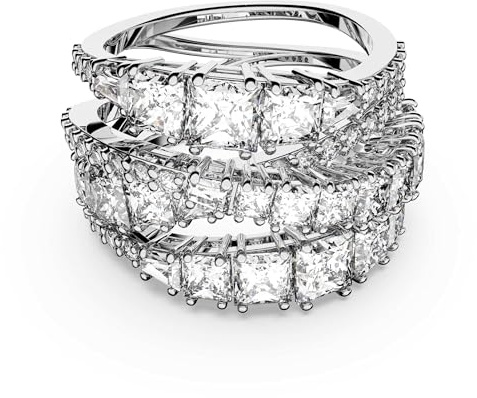 Swarovski Anello Twist Wrap, Taglio misto, Bianco, Placcato rodio