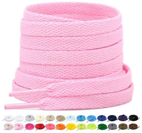 Stepace 2 par platt skosnören för sneakers 60 cm – 200 cm längd 18 färg skosnören rosa 140