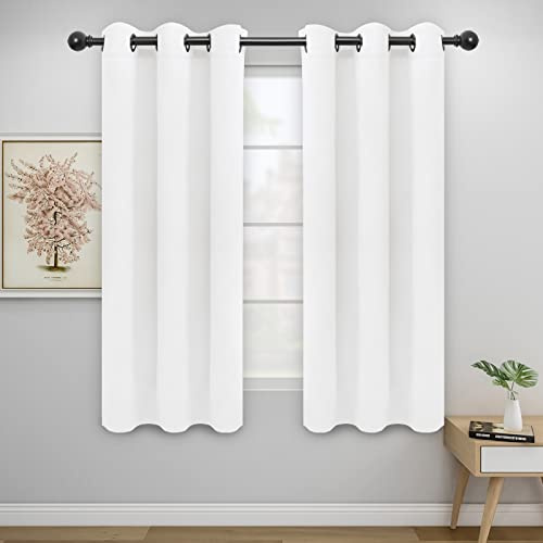 Easy-Going Tende oscuranti per camera da letto, in tinta unita, isolamento termico, con occhielli e riduzione del rumore, tende oscuranti per soggiorno, 2 pannelli (117 x 160 cm, bianco)