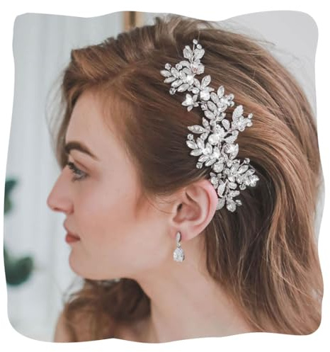 Evild Wedding Hair Clips Silver Rhinestone Bridal Headpiece Prom Hair Accessories for Women